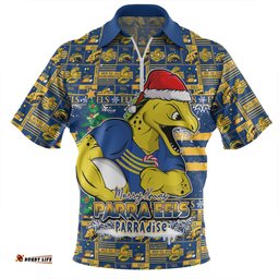 Parramatta Eels Merry Ugly Christmas Comic Style Zip Polo Shirt