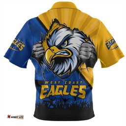West Coast Eagles Breaking Through Fan Design Zip Polo Shirt