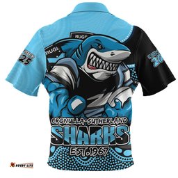 Cronulla Sutherland Sharks Battle For Glory Rugby Finals Edition Zip Polo Shirt