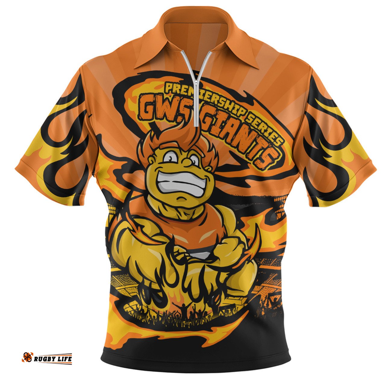 GWS GIANTS Premiership Series Flame Edition Zip Polo Shirt