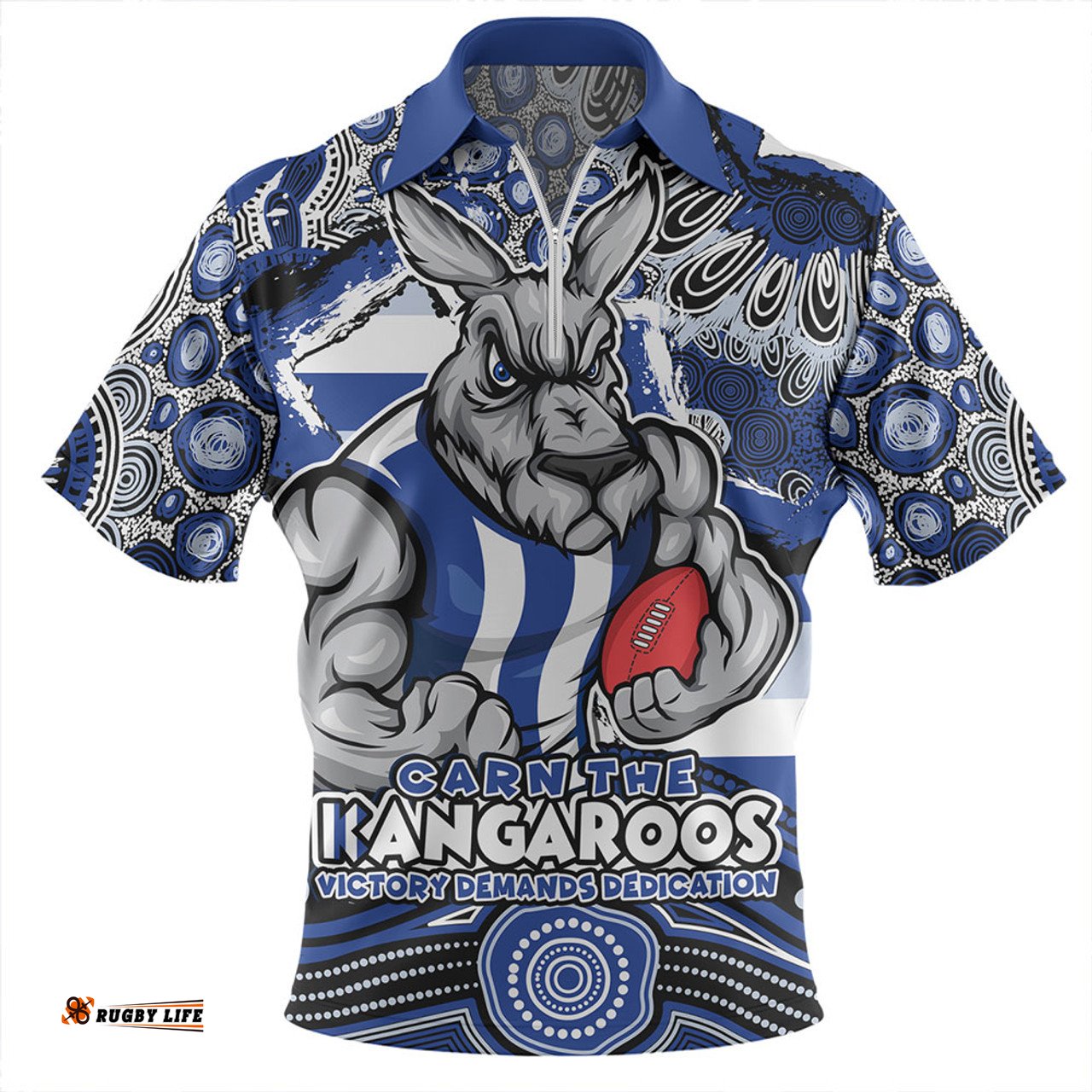 North Melbourne Blazing Spirit Of Victory Zip Polo Shirt