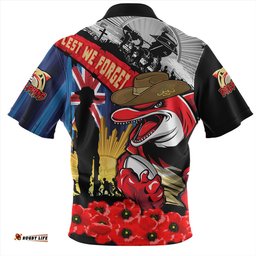 Redcliffe Dolphins United In Spirit Anzac Day Tribute Zip Polo Shirt