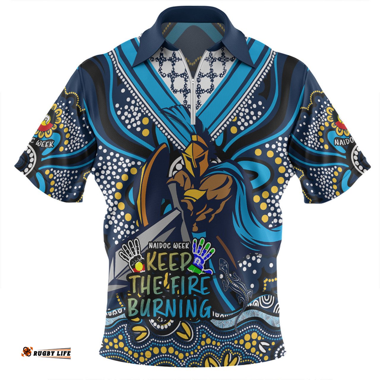Gold Coast Titans Aboriginal Inspired Naidoc Week Custom For Die Hard Fan Supporters Zip Polo Shirt