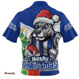 North Melbourne Santa Scoring Touchdown On Christmas Game Day Zip Polo Shirt