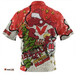 St. George Illawarra Dragons Christmas Custom Let's Get Lit Chrisse Pressie Zip Polo Shirt