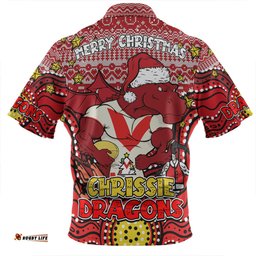 St. George Illawarra Dragons Christmas Custom Christmas Knit Patterns Vintage Jersey Ugly Zip Polo Shirt