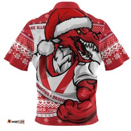St. George Illawarra Dragons Ugly Knit Style For Christmas Game Fans Zip Polo Shirt