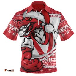 St. George Illawarra Dragons Ugly Knit Style For Christmas Game Fans Zip Polo Shirt