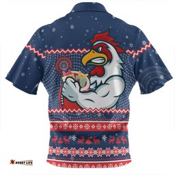 Sydney Roosters Christmas Custom Ugly Xmas And Aboriginal Patterns For Die Hard Fan Zip Polo Shirt