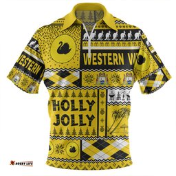 Western Australia Christmas Holly Jolly Chrissie Zip Polo Shirt