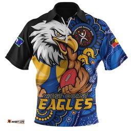 West Coast Eagles Power Through Generations NAIDOC Edition Zip Polo Shirt