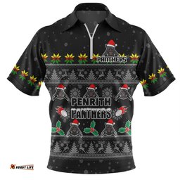 Penrith Panthers Christmas Custom Special Ugly Christmas Zip Polo Shirt
