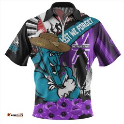 Port Adelaide ANZAC Day Honor Purple Valor And Spirit Zip Polo Shirt