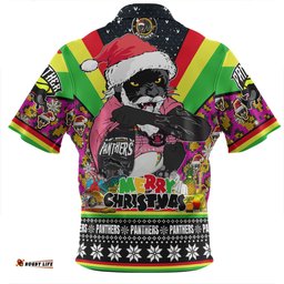 Penrith Panthers Christmas Custom Penrith Panthers Santa Aussie Big Things Christmas Zip Polo Shirt