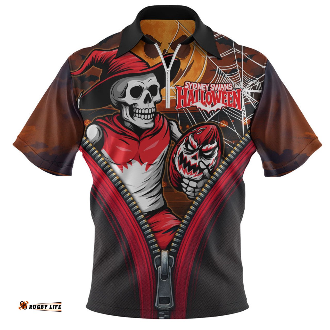 Sydney Swans Halloween Night Reaper Zipper Zip Polo Shirt