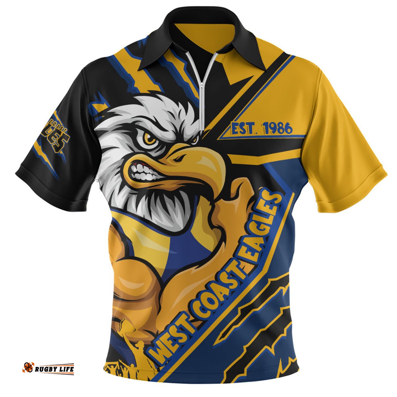 West Coast Eagles Battlefield Glory Gear Zip Polo Shirt