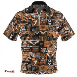 Wests Tigers Team Of Us Die Hard Fan Supporters Comic Style Zip Polo Shirt