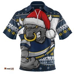 North Queensland Cowboys Ugly Knit Style For Christmas Game Fans Zip Polo Shirt