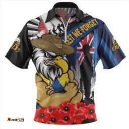 West Coast Eagles Anzac Day Honor United In Spirit Zip Polo Shirt