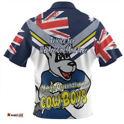 North Queensland Cowboys Happy Australia Day We Are One And Free V2 Zip Polo Shirt