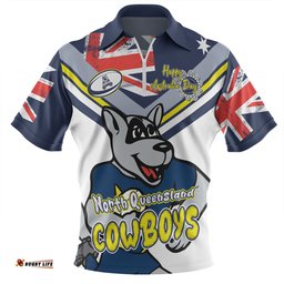 North Queensland Cowboys Happy Australia Day We Are One And Free V2 Zip Polo Shirt
