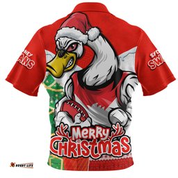 Sydney Swans Santa Scoring Touchdown On Christmas Game Day Zip Polo Shirt