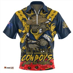 North Queensland Cowboys Ripped Legacy Of The Game The ANZAC Spirit Lives On Zip Polo Shirt