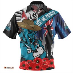 Port Adelaide Anzac Day Honor United In Spirit Zip Polo Shirt