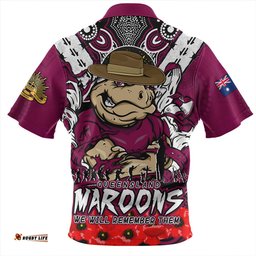 Queensland Maroons Ripped Legacy Of The Game The ANZAC Spirit Lives On Zip Polo Shirt