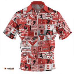 St. George Illawarra Dragons Team Of Us Die Hard Fan Supporters Comic Style Zip Polo Shirt