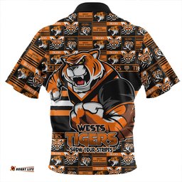 Wests Tigers Champions Pride Comic Style Zip Polo Shirt