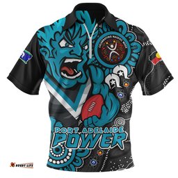Port Adelaide Power Through Generations NAIDOC Edition Zip Polo Shirt