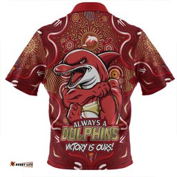 Redcliffe Dolphins Aboriginal Pattern Inspired Victory Is Ours Zip Polo Shirt