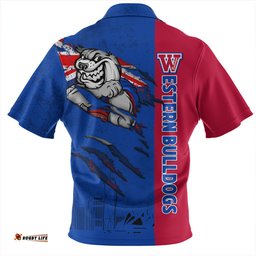 Western Bulldogs Burning Passion Of Power Scratch Style Zip Polo Shirt