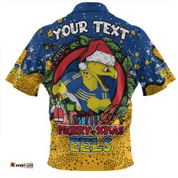 Parramatta Eels Christmas Custom Merry Christmas Our Beloved Team With Aboriginal Dot Art Pattern Zip Polo Shirt