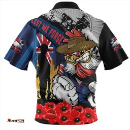 Sydney Roosters United In Spirit Anzac Day Tribute Zip Polo Shirt