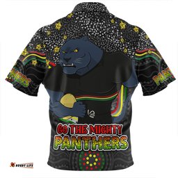 Penrith Panthers Custom Custom With Aboriginal Inspired Style Of Dot Painting Patterns Zip Polo Shirt