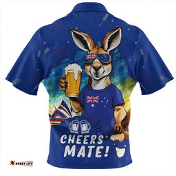 Australia Happy Australia Day Funny Kangaroo With Beer Zip Polo Shirt