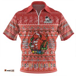 St. George Illawarra Dragons Christmas Custom Chrissie Spirit Zip Polo Shirt