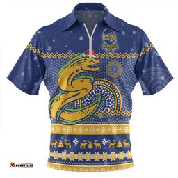 Parramatta Eels Christmas Custom Ugly Xmas And Aboriginal Patterns For Die Hard Fan Zip Polo Shirt