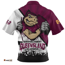 Queensland Maroons Origin Battleground Maroons Unleashed Zip Polo Shirt