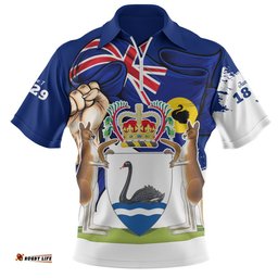 Western Australia Power Pride And Heritage Crest Zip Polo Shirt