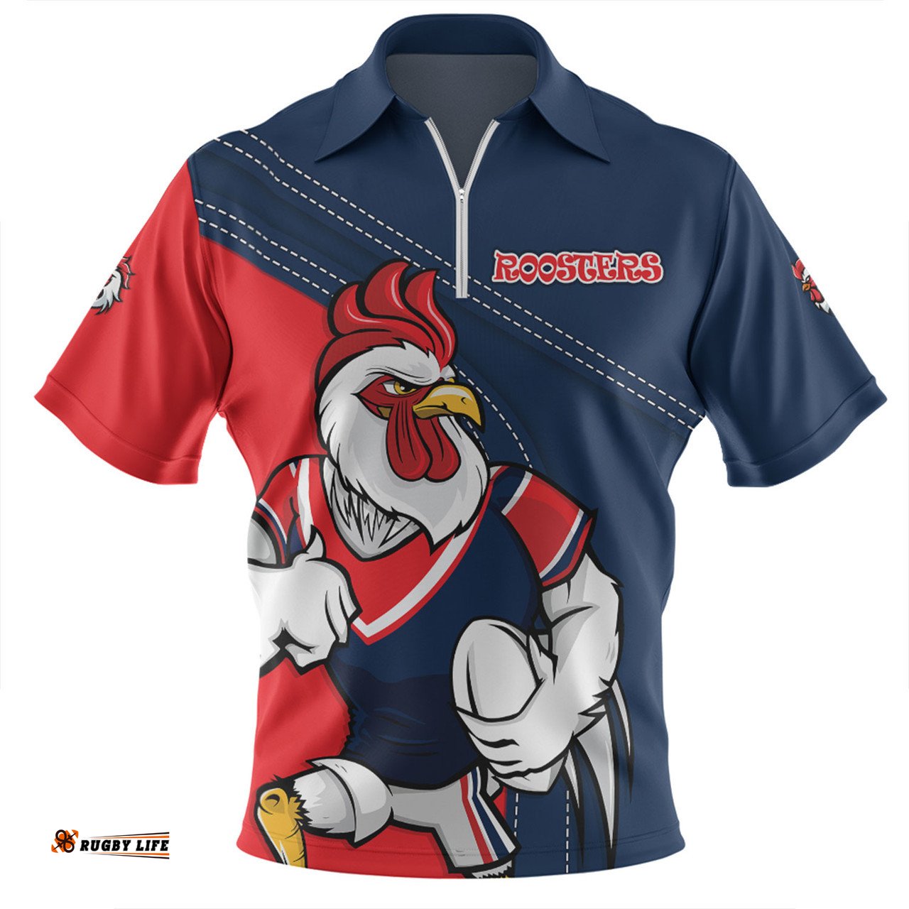 Sydney Roosters Custom Team Of Us Die Hard Fan Supporters Zip Polo Shirt