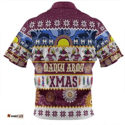 Manly Warringah Sea Eagles Christmas Aboriginal Custom Indigenous Knitted Ugly Xmas Style Zip Polo Shirt