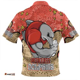 Redcliffe Dolphins Custom Team With Dot And Star Patterns For Tough Fan Zip Polo Shirt