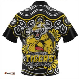 Richmond Aboriginal Inspired Tough Fan Football For Life Zip Polo Shirt