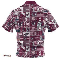 Manly Warringah Sea Eagles Team Of Us Die Hard Fan Supporters Comic Style Zip Polo Shirt