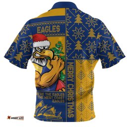 West Coast Eagles Merry Christmas Knit Style Festive Spirit Zip Polo Shirt