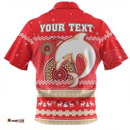 Redcliffe Dolphins Christmas Custom Ugly Xmas And Aboriginal Patterns For Die Hard Fan Zip Polo Shirt