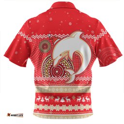Redcliffe Dolphins Christmas Custom Ugly Xmas And Aboriginal Patterns For Die Hard Fan Zip Polo Shirt
